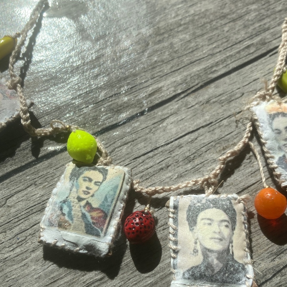 Hand Crafted Multicolor Frida Kahlo Necklace - Picture 5 of 7